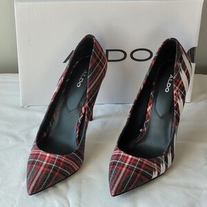 ALDO Women's Red Plaid Pointed-Toe Pumps